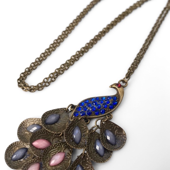 Vintage Peacock Elegant Jewel/Gem Antique Necklace - Picture 2 of 6